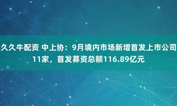 久久牛配资 中上协：9月境内市场新增首发上市公司11家，首发募资总额116.89亿元